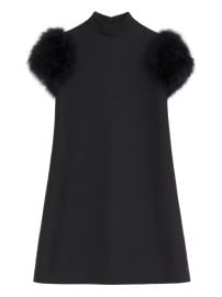 Valentino Garavani Crepe Couture Feather Mini Dress | Black | FARFETCH at Farfetch